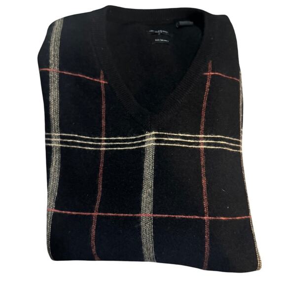 Alan Flusser Golf Pure Cashmere Sweater XXL Black Windowpane V-Neck - Picture 4 of 5